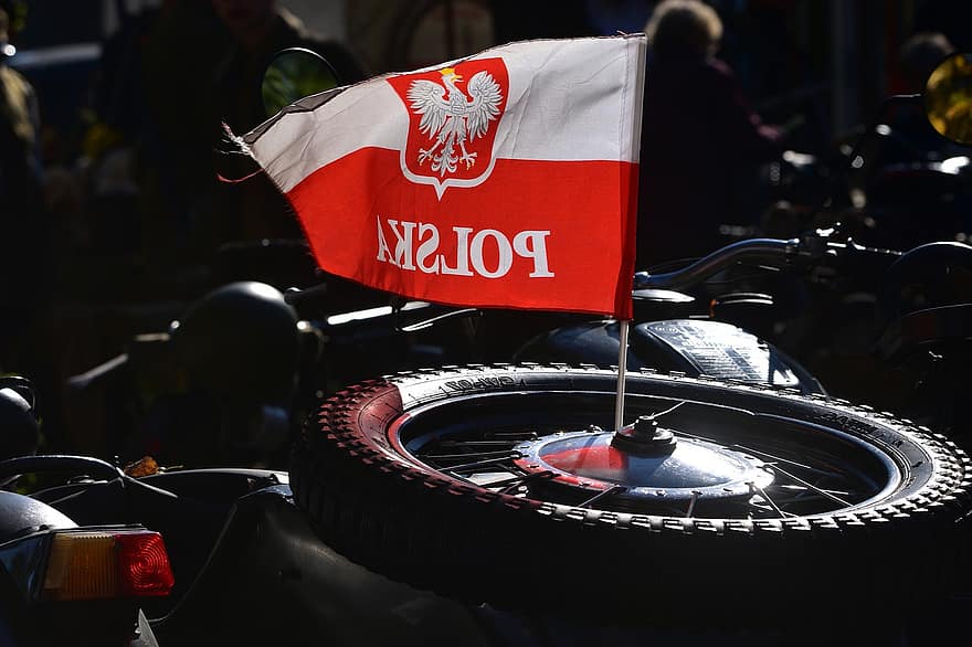 polsk flagga, polen, hjul