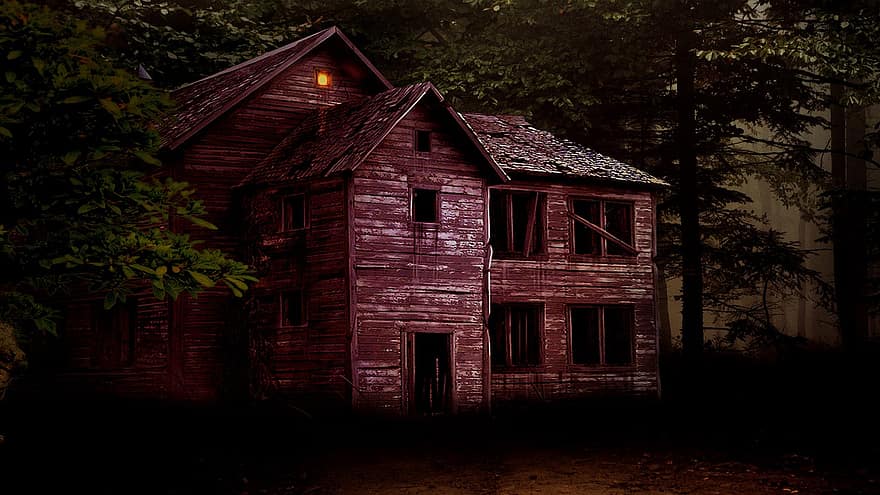 horror, casa encantada, Halloween, casa, allotjar-se, boscos
