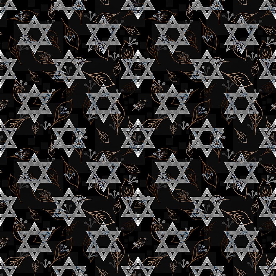 Digital Paper, Star Of David, Pattern, Seamless, Leaves, Magen David, Yom Hazikaron, Jewish, Judaism, Bar Mitzvah, Holocaust