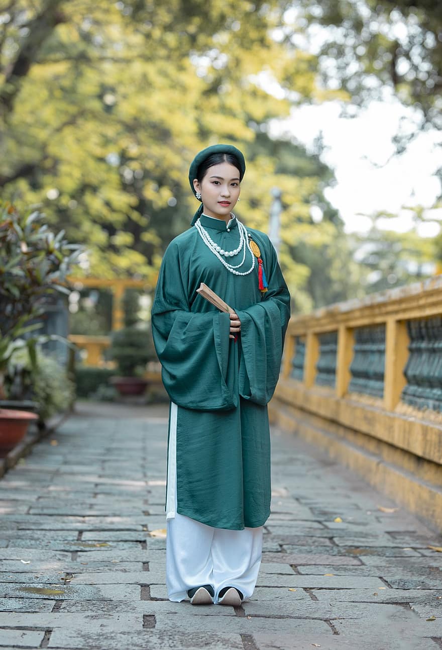 Viet Phuc, mode, tøj, håndvifte, kvinde, Nhat Binh, traditionel, stil, vietnamesisk, asiatisk, pige