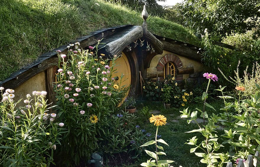 Het land van de hobbits, nieuw Zeeland, bloemen, architectuur, buurman, interieur