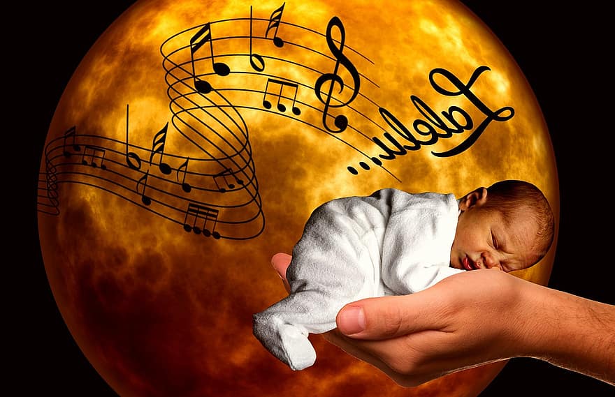 赤ちゃん、睡眠、月、子供の歌、可愛い