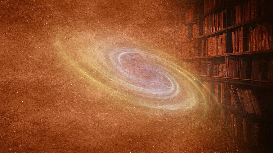 Galaxy, Books, Stars, Space, Cosmic, Galactic Library, Science, Education, New Worlds, Imagination, Learning