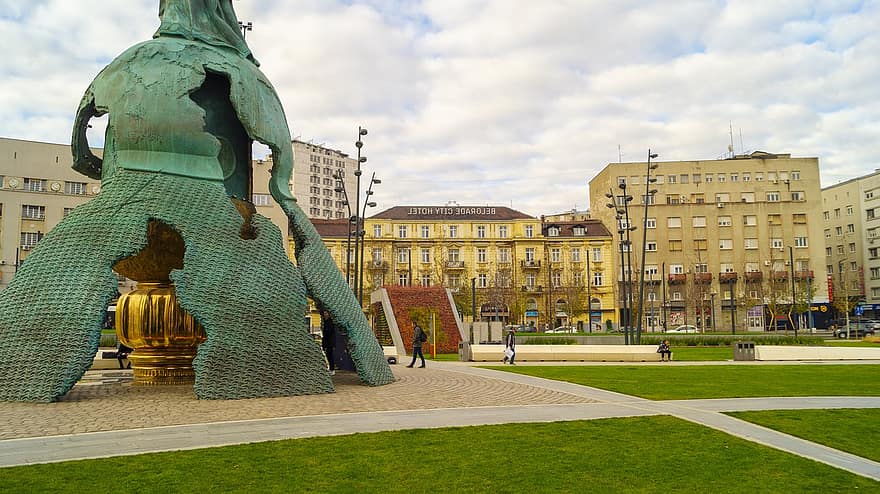 Miasto, park, Europa, turystyka, Belgrad, Serbia, architektura, znane miejsce, na zewnątrz budynku, pejzaż miejski, statua