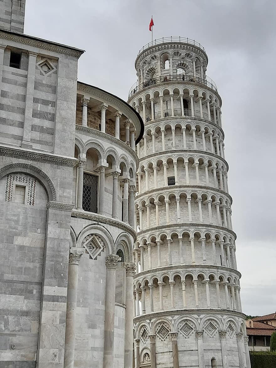 kalteva torni, riipus, Torre, marmori, rakenne, Pisan, matkailu, Toscana, Italia, rakennettu, kuuluisa paikka
