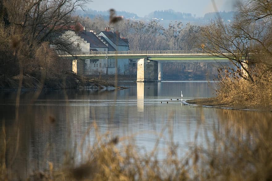 natura, ponte, campagna, Schärding, Locanda, Rott, fiume dell'acqua, confine, Austria, Baviera, acqua
