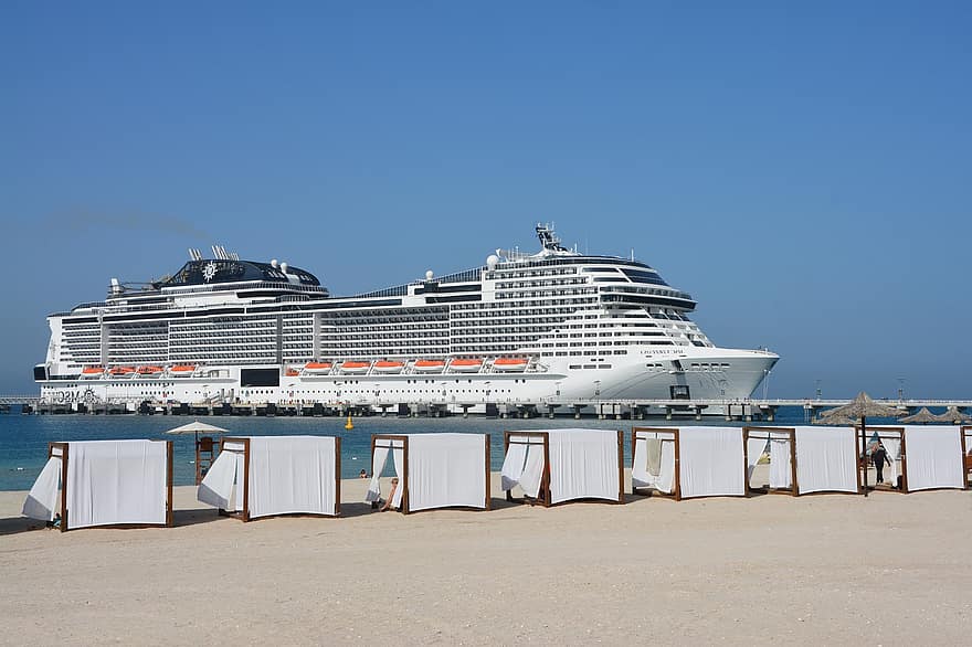 Cruise Ship, Beach, Resort, Ship, Coast, Port, Water Vessel, Vacation, Holiday, Sea, Uae