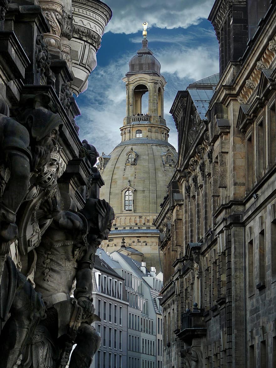 kerk, frauenkirche, Dresden, mijlpaal, Duitsland, architectuur, Saksen, historisch centrum, gebouw, religie, toerisme