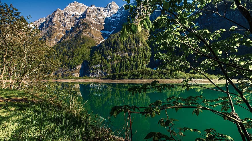 bergsee, montagne, lago, Svizzera, natura, paesaggio, alpino, acqua, foresta, panoramico, riflessione