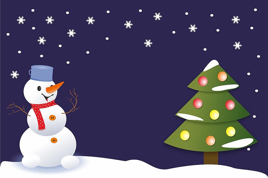 Christmas, Christmas Background, Digital Background, Winter, Snowman, Greeting Card, snow, illustration, tree, season, vector