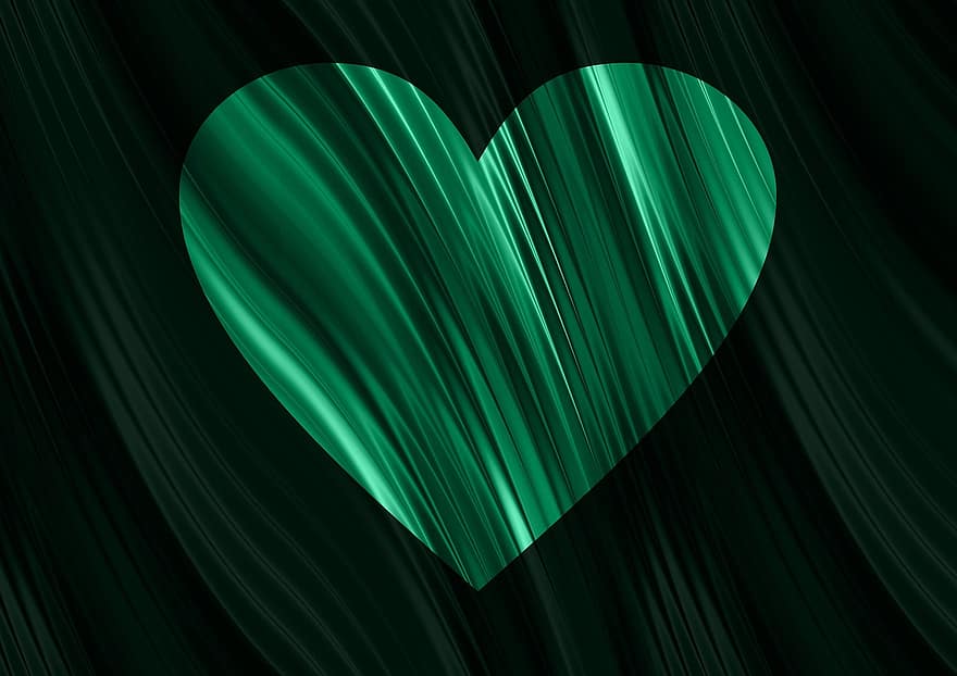 sydän, taustakuva, vihreä, rakkaus