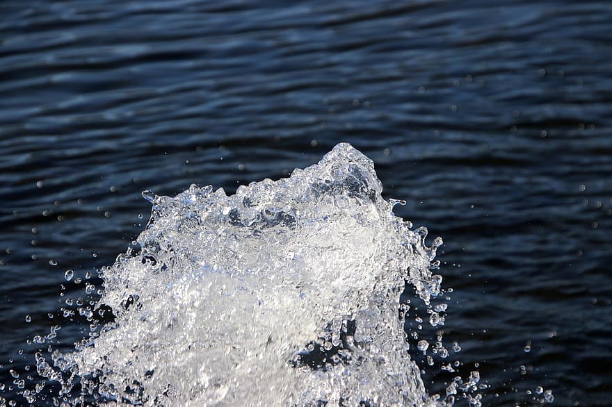 池、湖、水、スプレー、しぶき、波、青、閉じる、きらきら、鮮度、液体