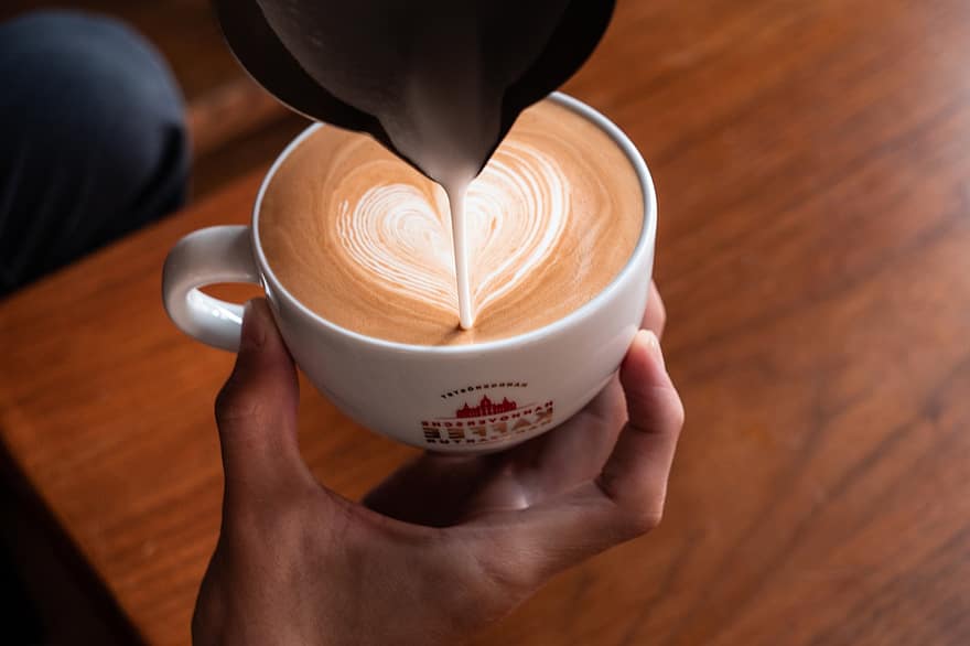 latte art, cappuccino, kávé, ital