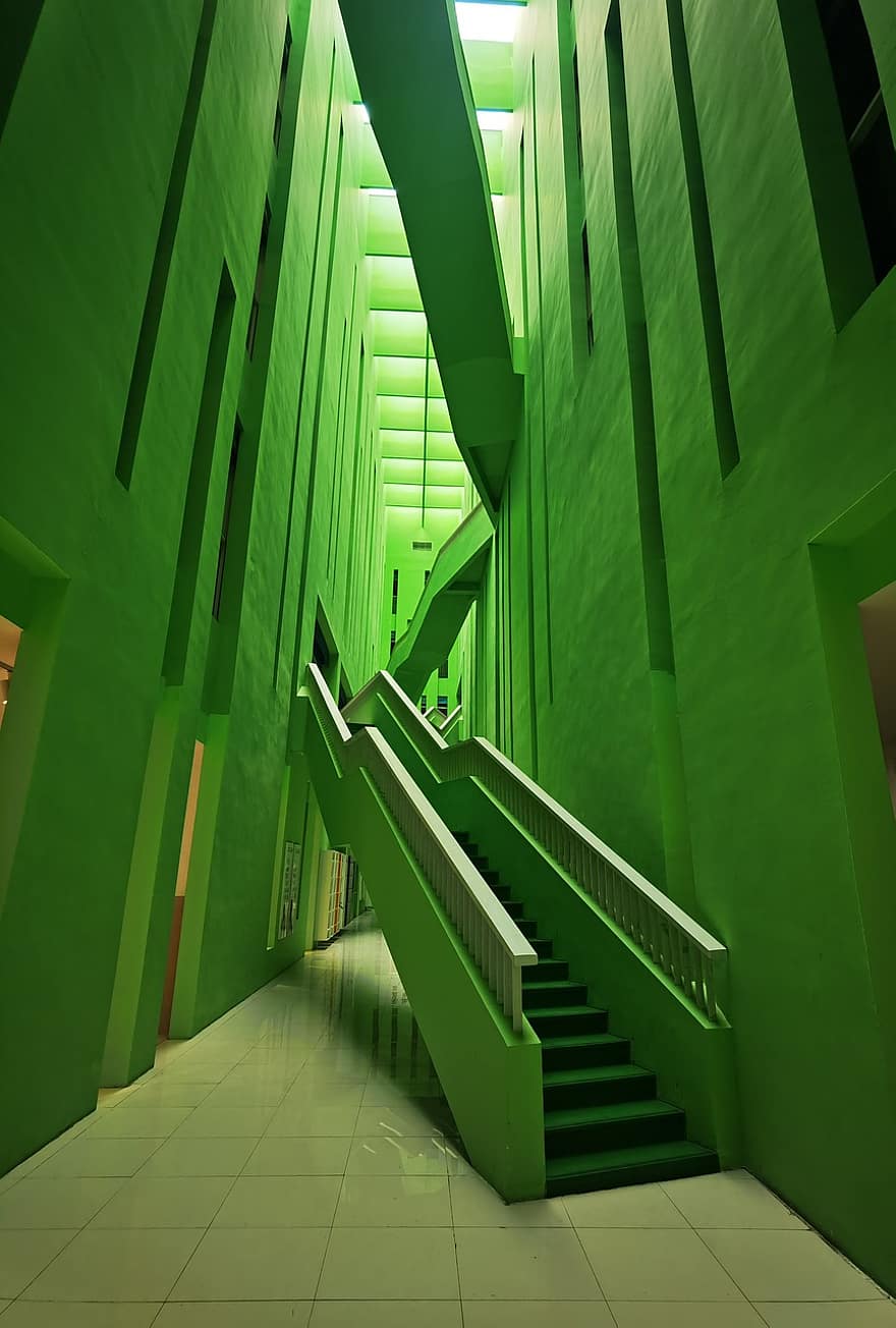 szolid szín, lépcsők, szerkezet, épület, háttér, építészet, fedett, folyosó, modern, futurisztikus, padló