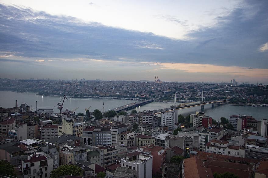 istanbul, Tyrkia, utsikt, topp, reise, by, bybildet, arkitektur, berømt sted, urban skyline, tak
