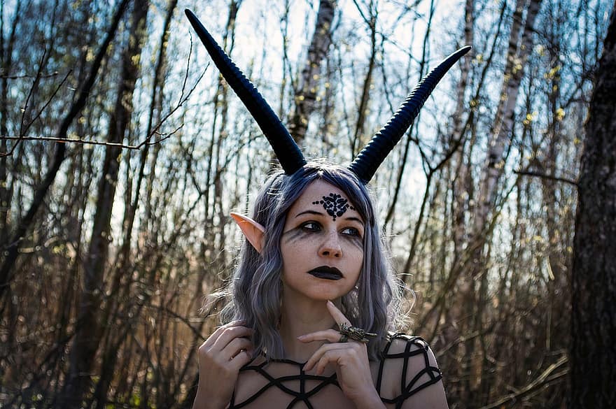 Demon, Horns, Cosplay, Woman, Girl, Costume, Makeup, Witch, Devil, Evil, Succubus