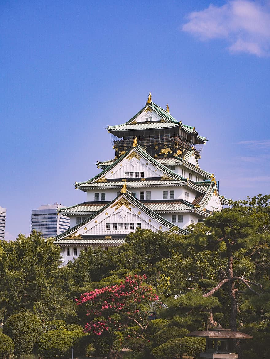 zamek w Osace, zamek, punkt orientacyjny, pagoda, japoński zamek, kultura, dziedzictwo, twierdza, tradycyjny, budynek, architektura