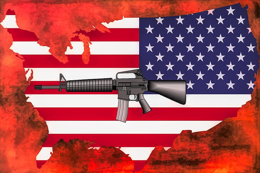 pistolety, Ameryka, USA, patriota, ar15, protest, flaga