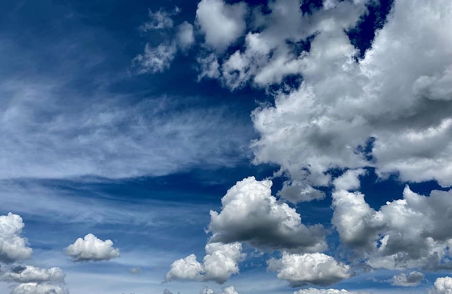 pilviä, taivas, ilmapiiri, kumpupilvi, pilvinen, sää, cloudscape, sinitaivas