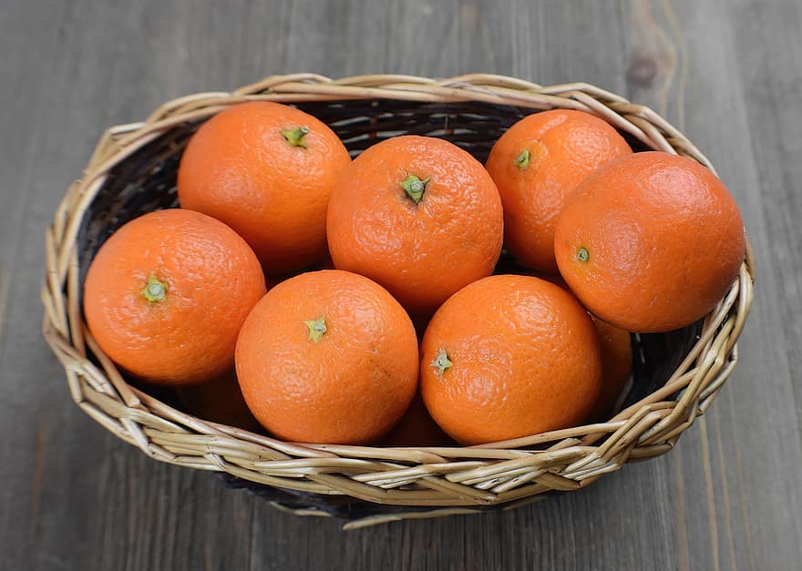 Mandarijn sinaasappelen, mandarijnen, sinaasappels, fruit mand, fruit, versheid, mand, voedsel, rijp, citrusvrucht, biologisch