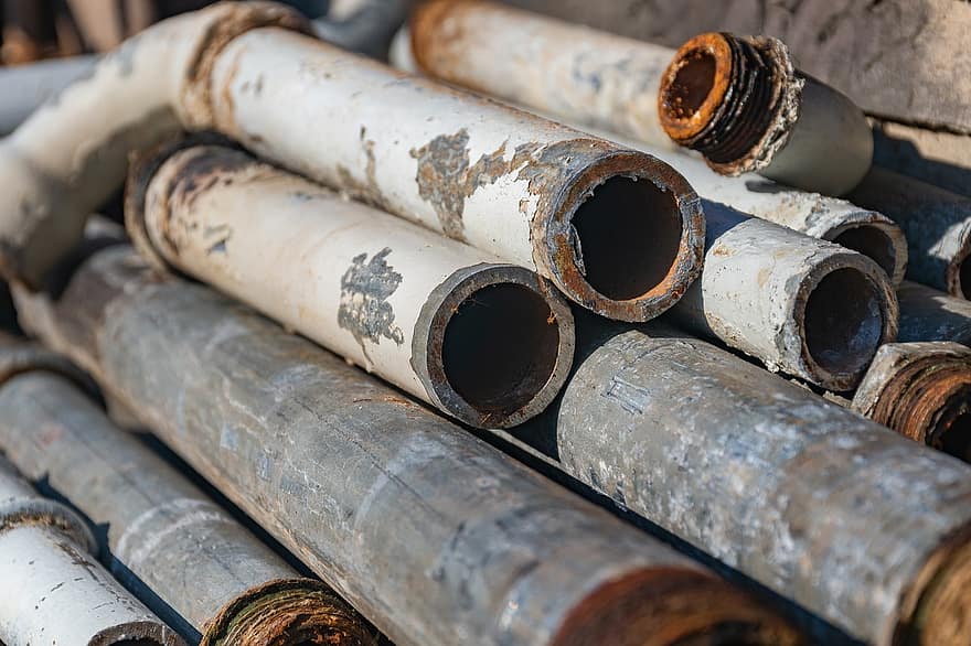 Tubes, Metal Tubes, Metal Pipes, Scrap, Metal, Recycling, Iron, stack, industry, construction industry, close-up