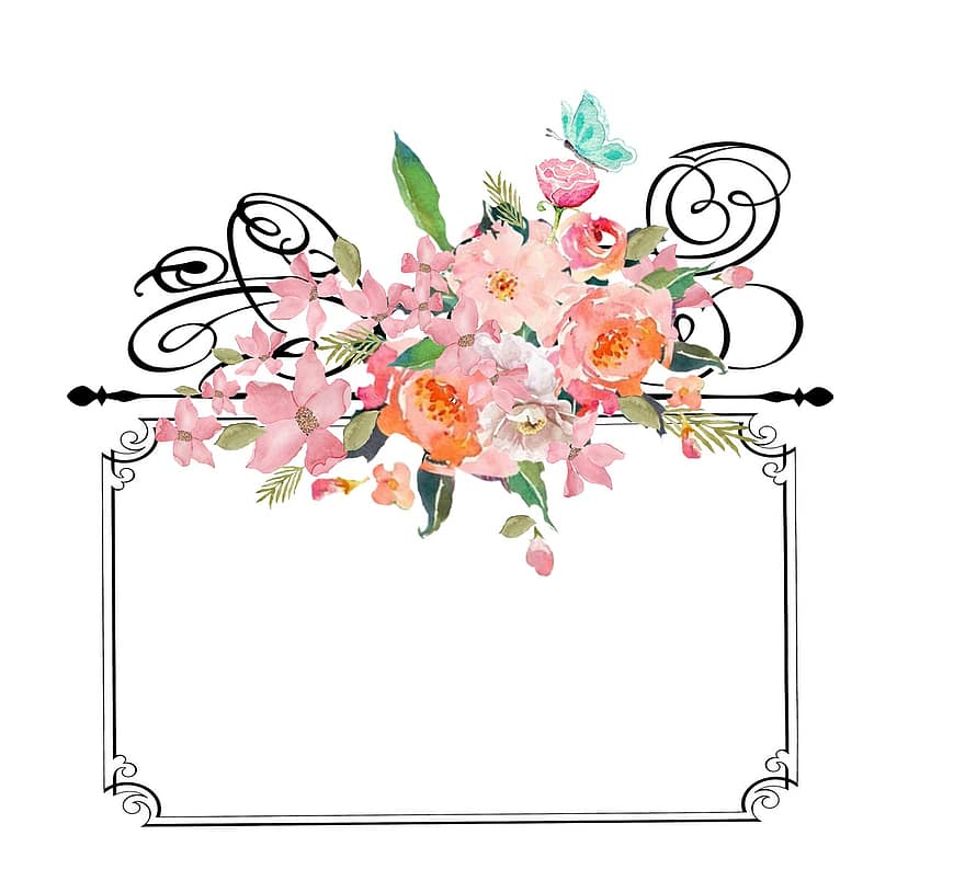 Bingkai Dengan Bunga, bingkai, vintage, bunga-bunga, dekoratif, dekorasi, Desain, pola, tepi, Lambang Majestic, izin