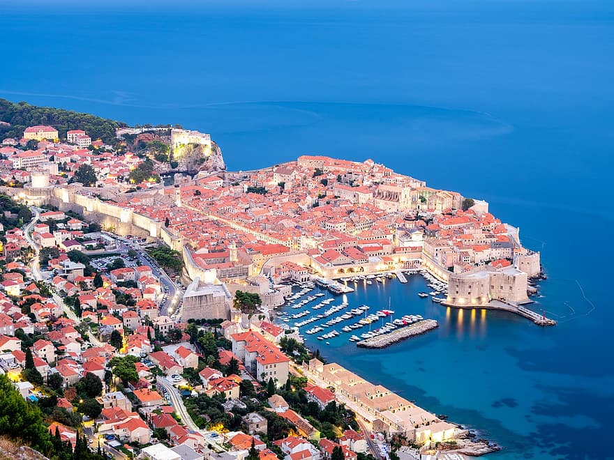 dubrovnik, kroatien, historisk, adriaterhavet, rejse, bestemmelsessted, hav, by, bybilledet, kystlinje, berømte sted