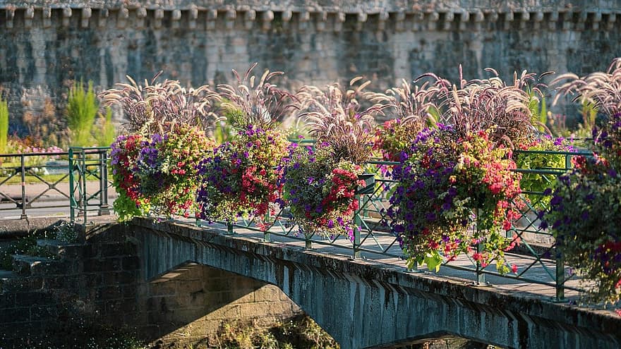 мост, цветы, украшение