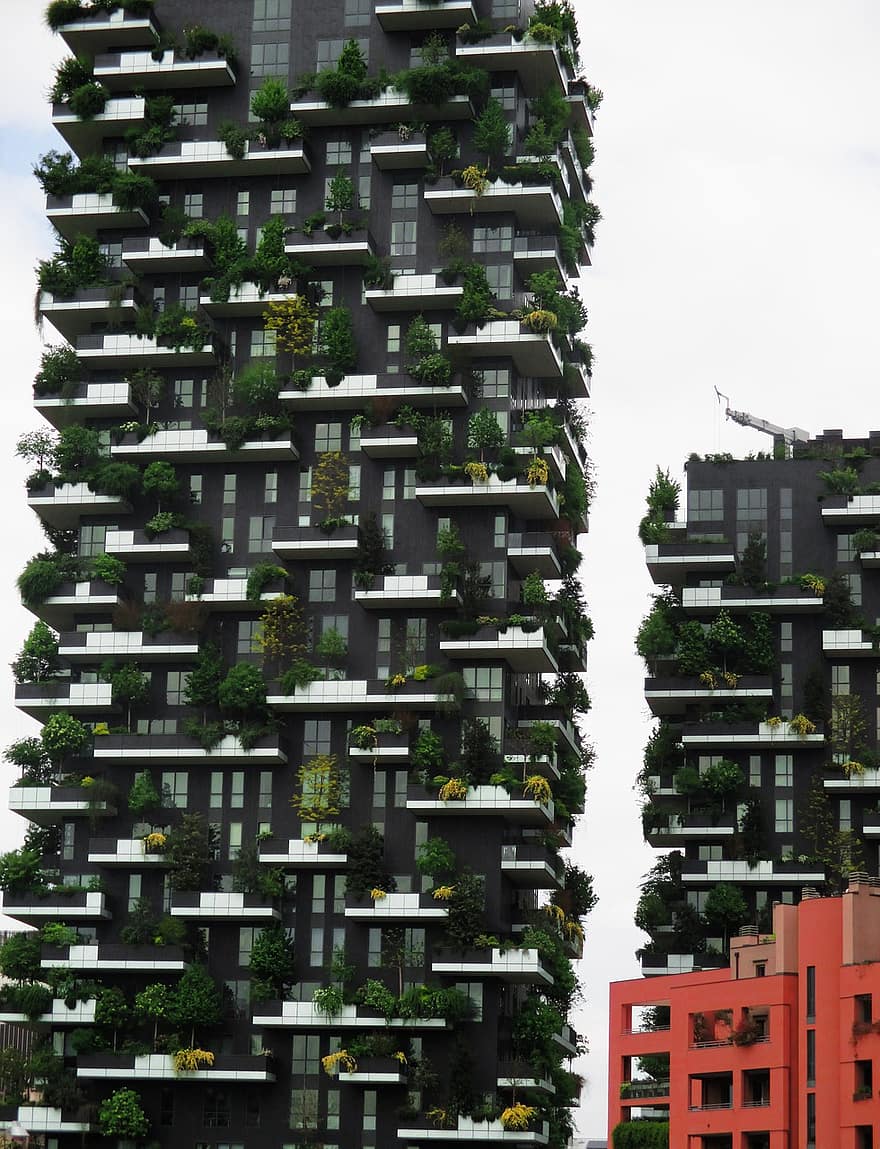 житловий будинок, зелене будівництво, Сади зеленого фасаду, озеленення фасаду, Мілан