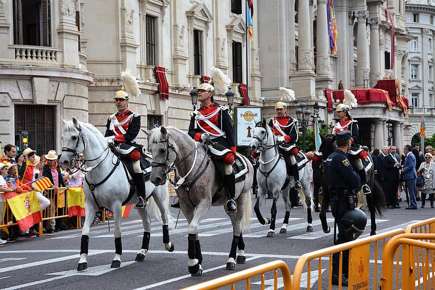 garde, cheval, parade, valencia, Espagne