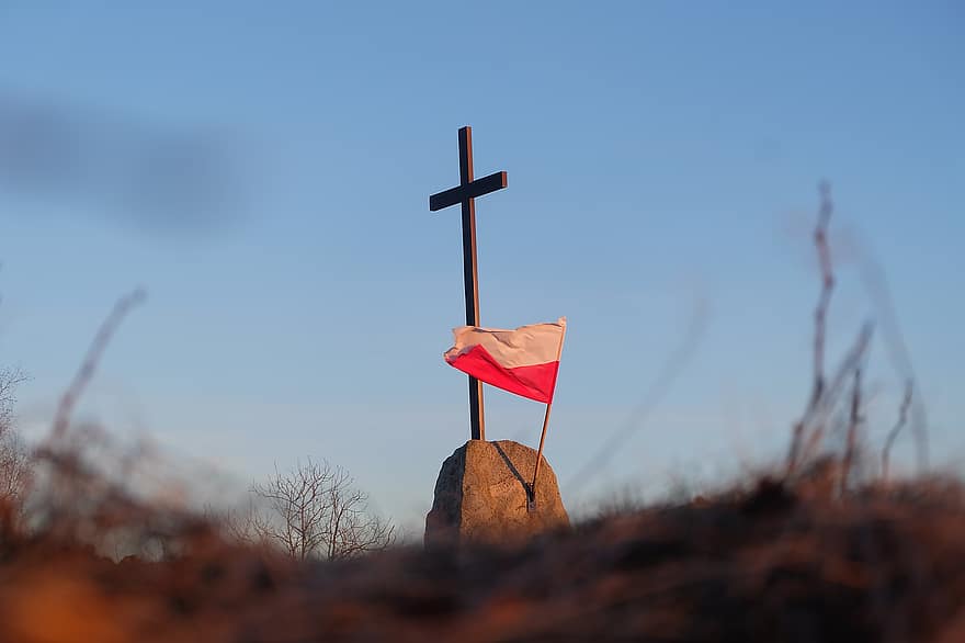 Polônia, bandeira, Cruz, pátria, independência, bandera
