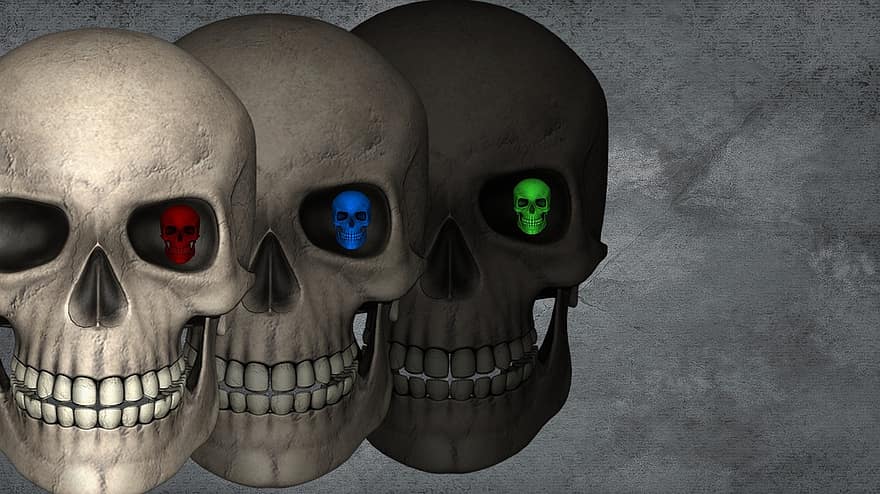 crani, humà, cap, esquelet, mort, cara, Grey Death