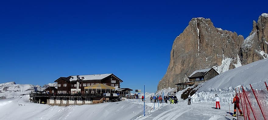 bjerge, sne, Dolomitterne, stå på ski, natur, vinter, bjerg, sport, landskab, skibakke, bjergtop