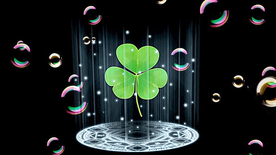 trébol de cuatro hojas, suerte, trébol de la suerte, amuleto de la suerte, verde, trébol