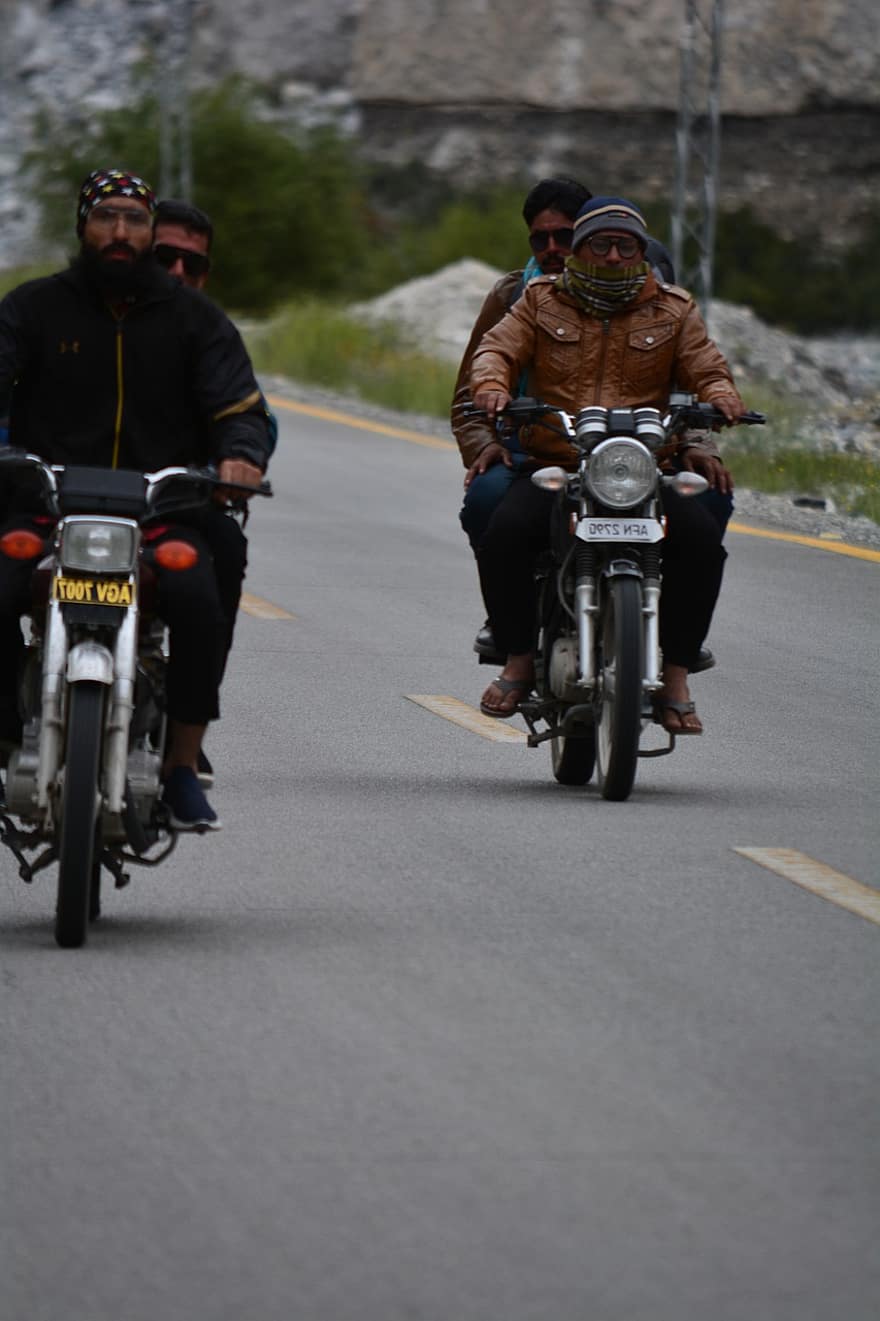 motorsykler, vei, pakistan, reise, transportere, gate