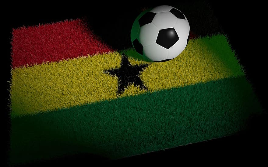 غانا ، كرة القدم ، كأس العالم ، بطولة العالم ، ألوان وطنية ، مباراة كرة قدم ، العلم