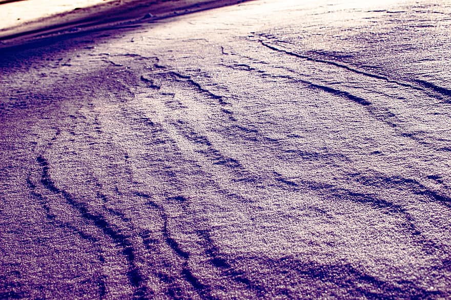 nieve, púrpura, hielo, frío, la carretera, pista, escarcha, congelado, invierno, naturaleza, paisaje