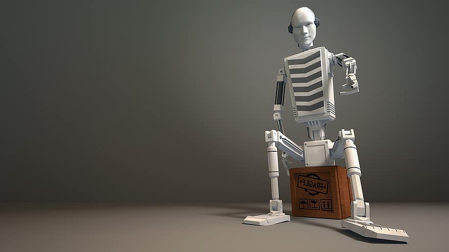 fràgil, 3d, robot, droide, gris, assegut, fons de pantalla