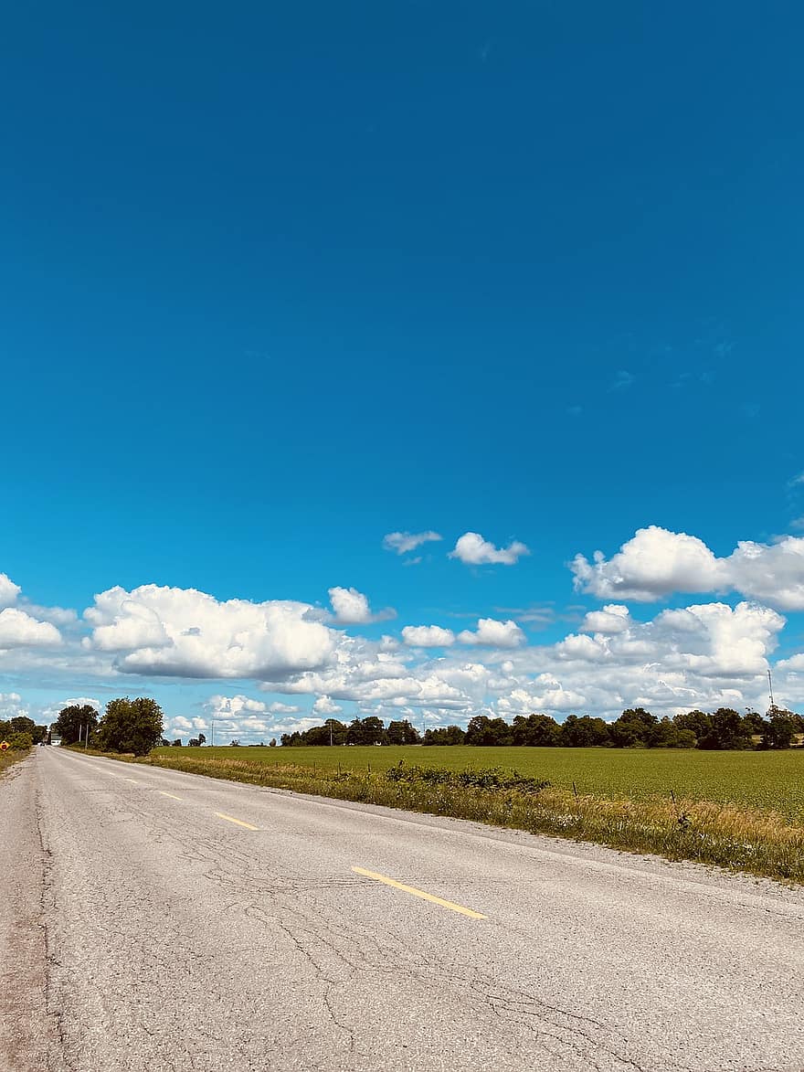 la carretera, autopista, rural, paisaje, campo, camino, prado, naturaleza, cielo
