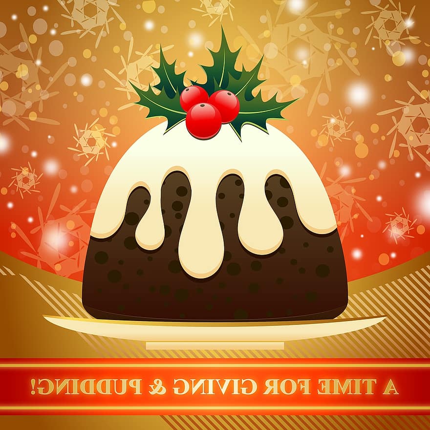 dessert, Pudding de Noël, Noël, pudding, aliments, vacances, traditionnel, saisonnier, décembre, sucré, houx