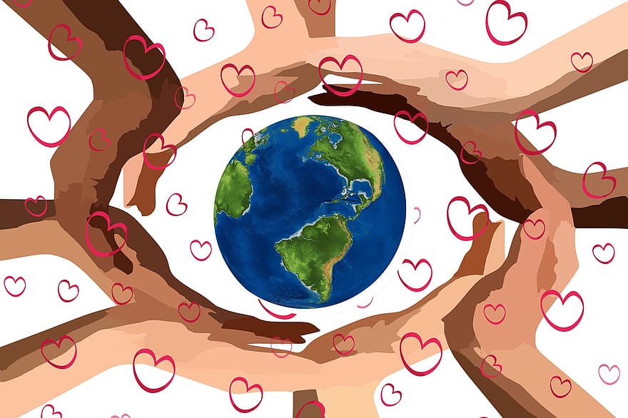 разнообразие, хармония, единство, подпомагане, споделяне, спокойствие, сътрудничество, грижовна, обединен, свят, обичам