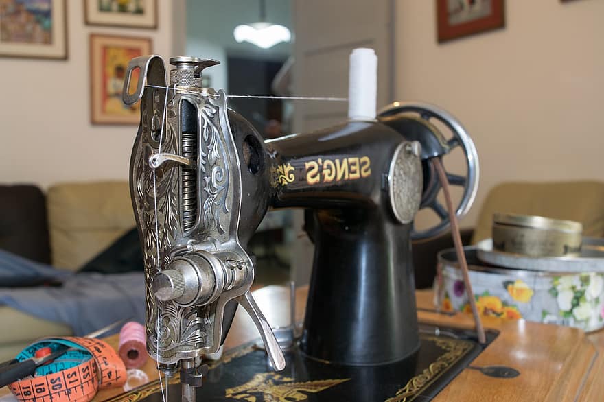 Sewing Machine, Skill, Sew, Weaver, Threads, tailor, sewing, indoors, machinery, clothing, textile