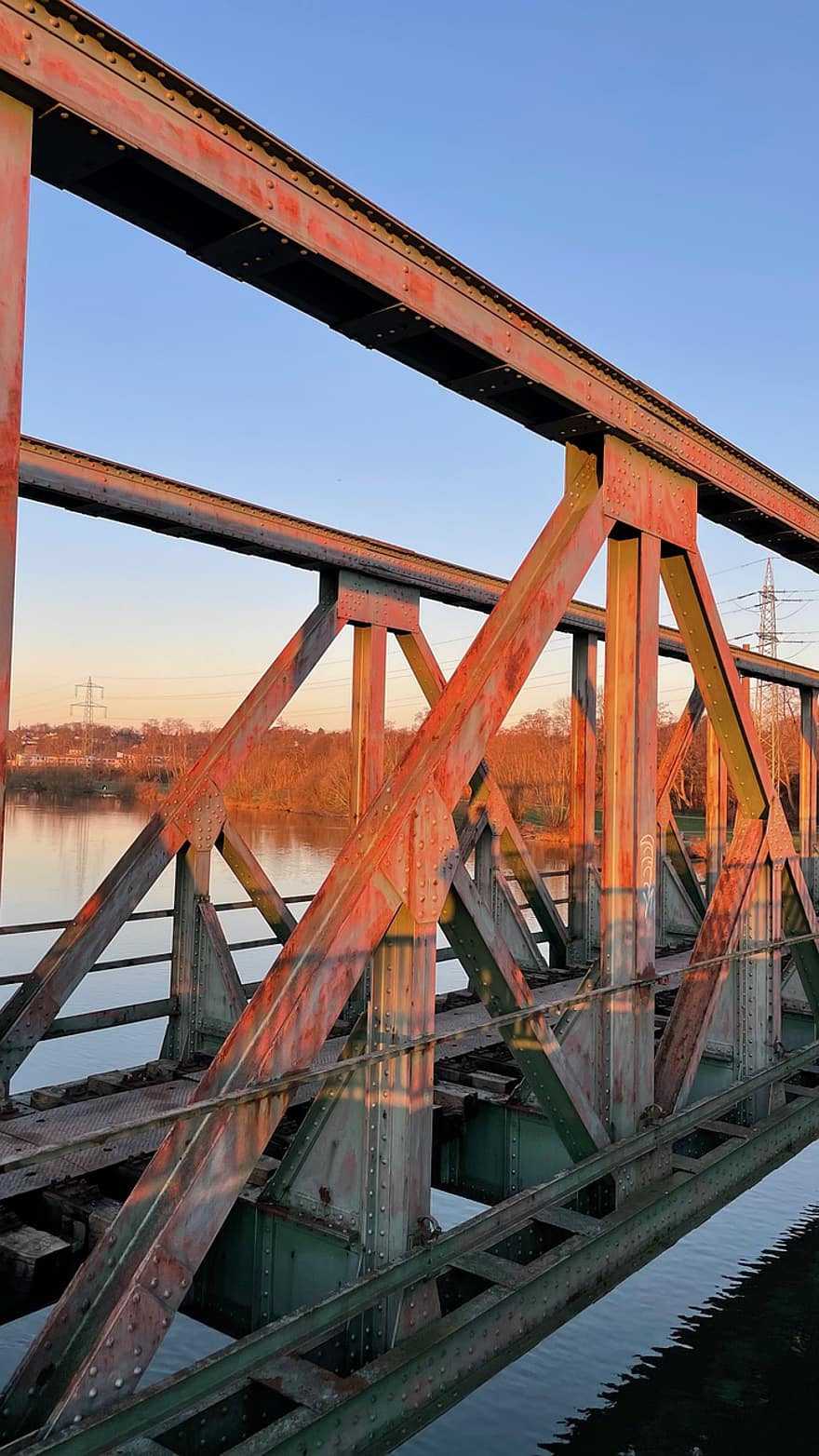 bro, stålbro, jernbanebro, Ruhr, strømme, Bochum, gammel bro, industri, vann, arkitektur, stål