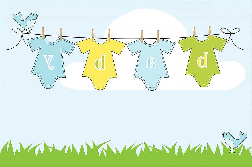 Baby, Boy, Background, Clothes, Line, Clothes Line, Laundry, Washing, Cute, Bird, Birds