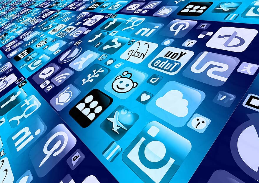 telefon komórkowy, smartfon, aplikacja, sieci, Internet, społeczny, sieć społeczna, logo, Facebook, marketing, analiza