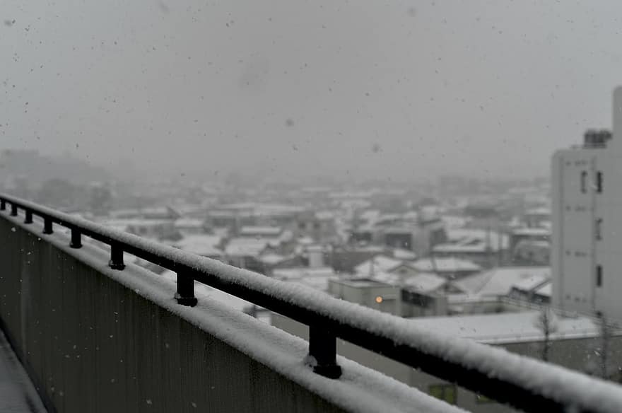 Veranda, Snow, Winter, Handrail, Season, City, Home, Cold, Building, White