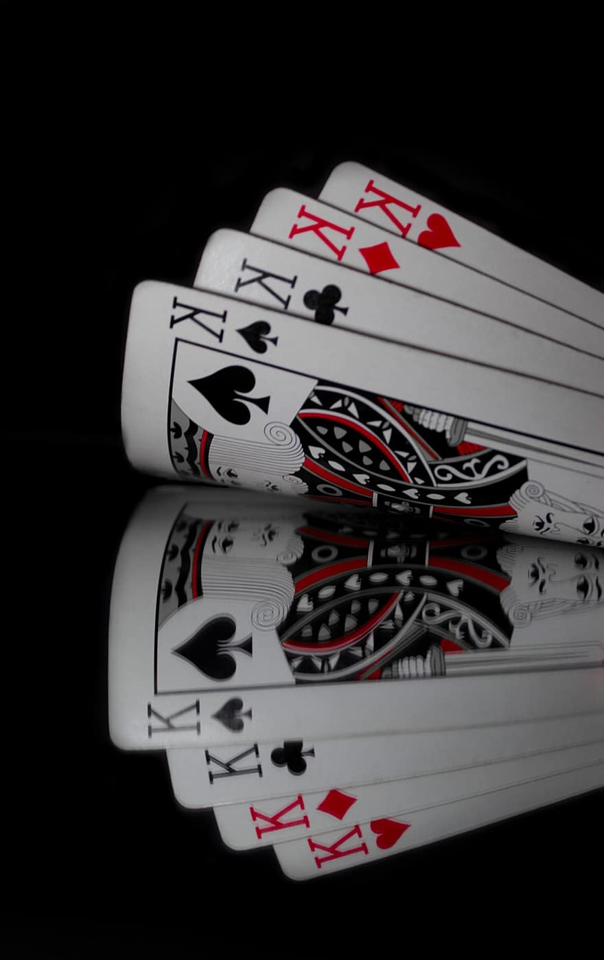 kaarten, het gokken, reflectie, poker, Kaartspellen, casino, aas, spelen, geluk, spade, succes
