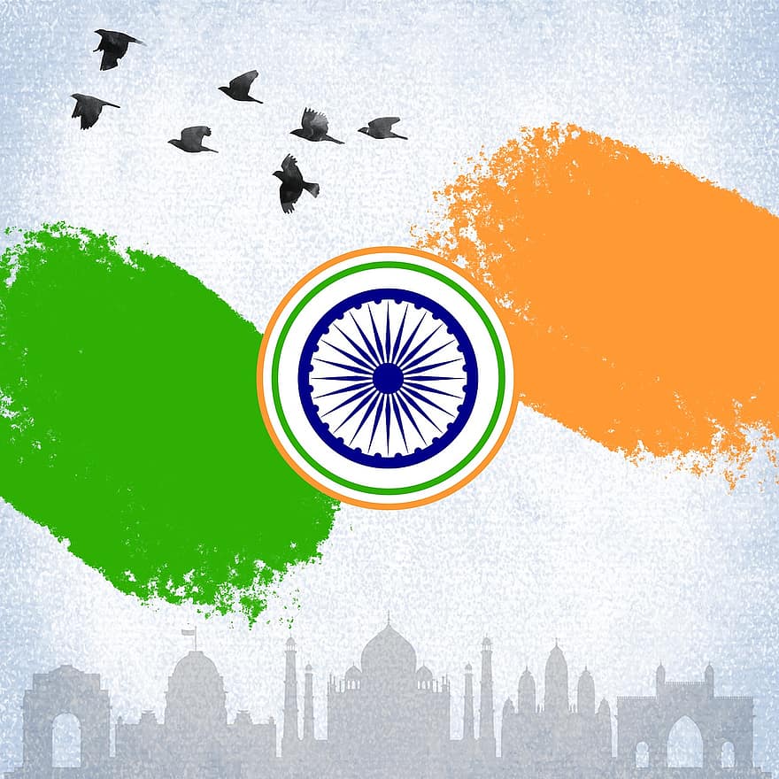 flaga, naród, trójkolorowy, Indie, dom, rząd, narodowość, niezależność, republika, symbol