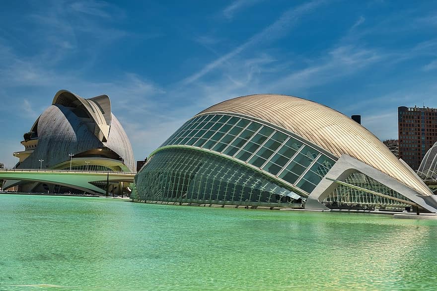 Hemisfèric, cúpula, Valência, Espanha, lago, arquitetura, museu
