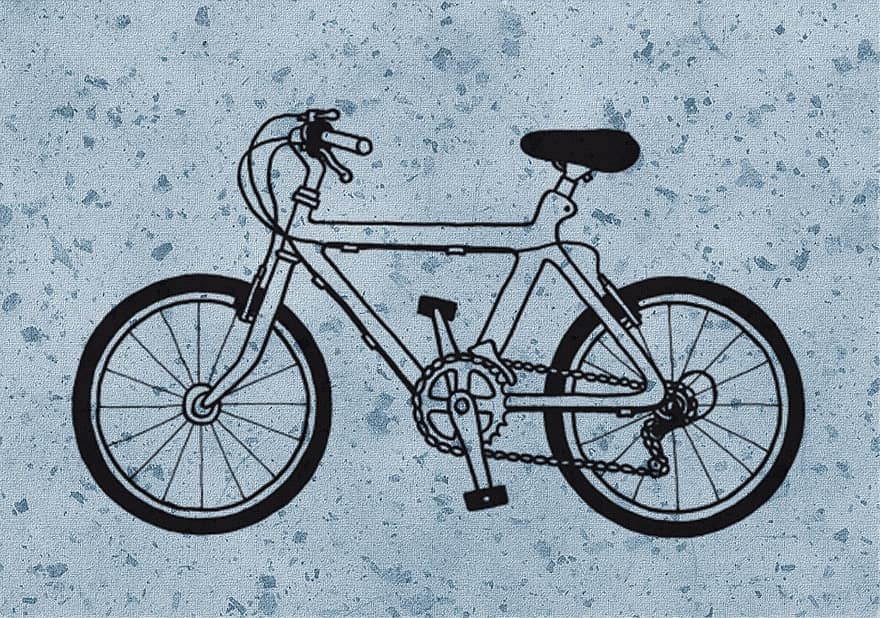 leketøy, sykkel, tegning, ri, retro, transportere, ikon, moro, hjul, blå, blå sykkel